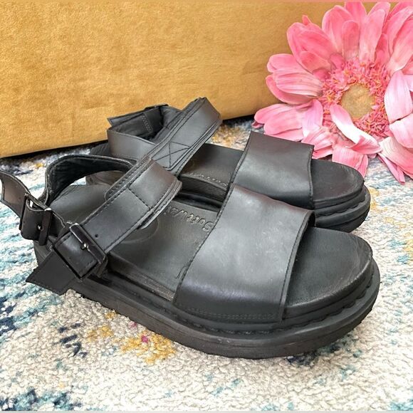 Dr. Martens Voss Ankle Strap Sandals Black Leather Size 9 - Picture 2 of 10